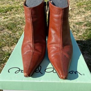 David Aaron Leather Pointed Toe Booties